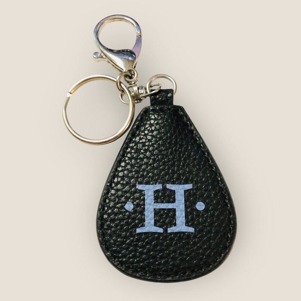Thirty-One Jewell Leather Monogram H Keychain Keyring Silver-tone Lobster Clip